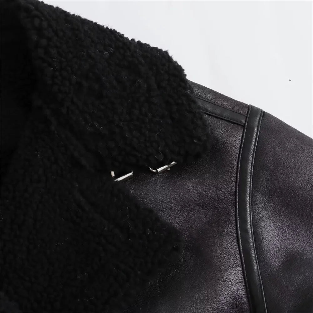 מעיל עור עם פרווה דגם איזבל